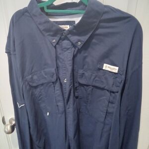 Magellan Outdoors Men's Big & Tall Sz 3XL Navy Moisture Wicking Fish Gear Shirt